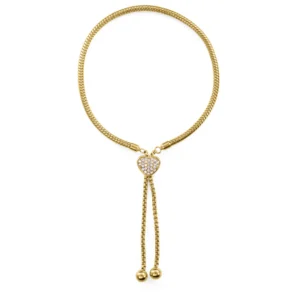 Pulsera Acero IP Dorado Extensible con Corazón