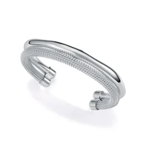 Pulsera de acero chapado de plata 999 rígida doble colección Laura Escanes