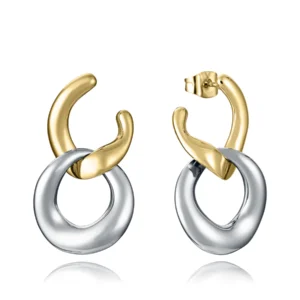 Pendientes de mujer de acero e Ip dorado con eslabon desmontable