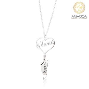 Gargantilla corazón colgante mamá pie